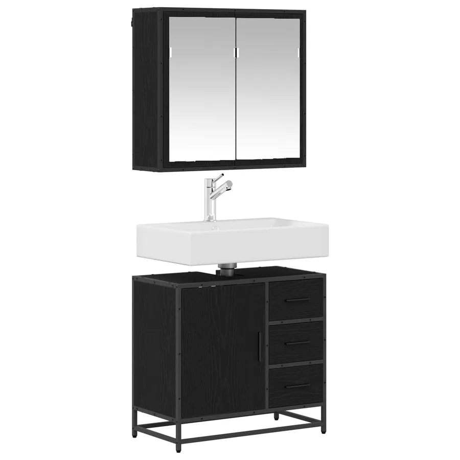 Ensemble de mobilier de salle de bain 2 pcs Chêne noir - 3
