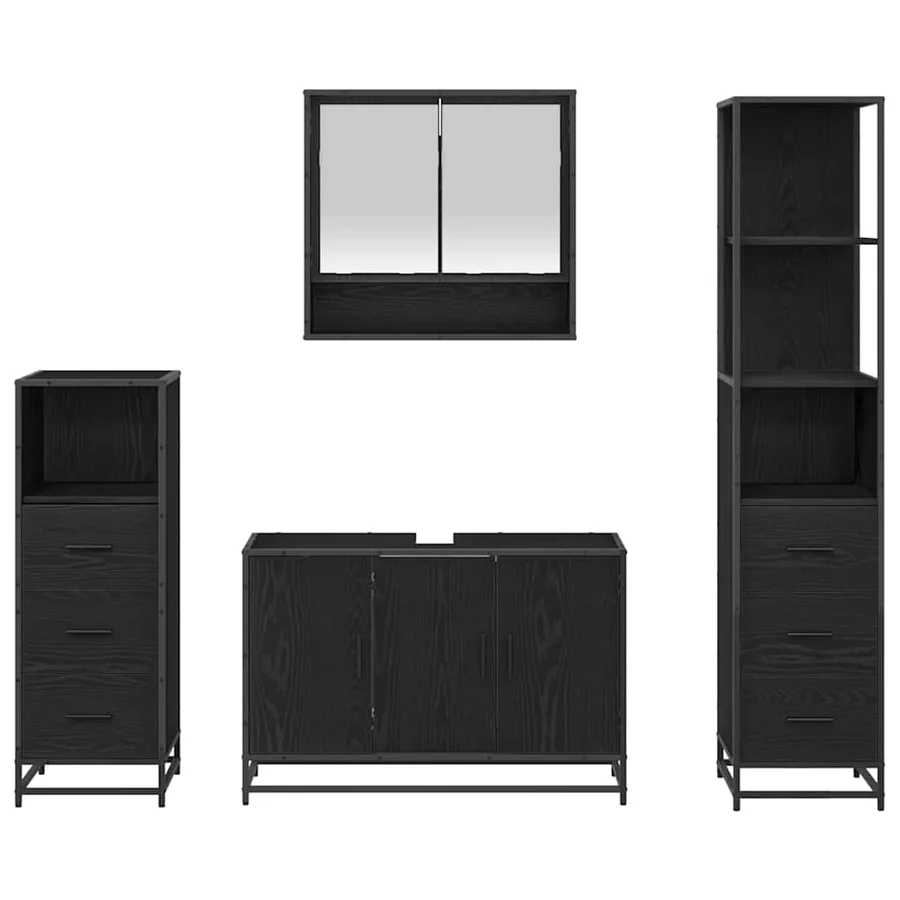 Ensemble de mobilier de salle de bain 4 pcs Chêne noir - 9