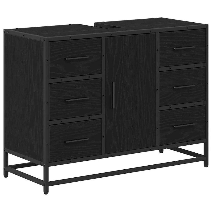 Ensemble de mobilier de salle de bain 4 pcs Chêne noir - 5