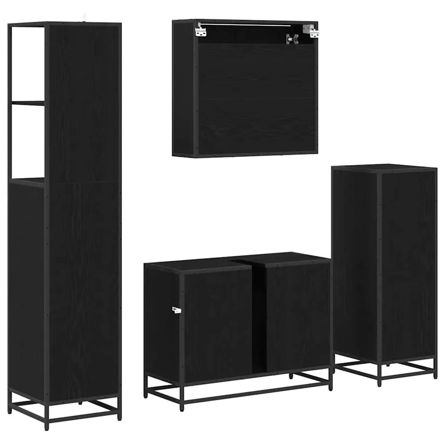 Ensemble de mobilier de salle de bain 4 pcs Chêne noir - 8