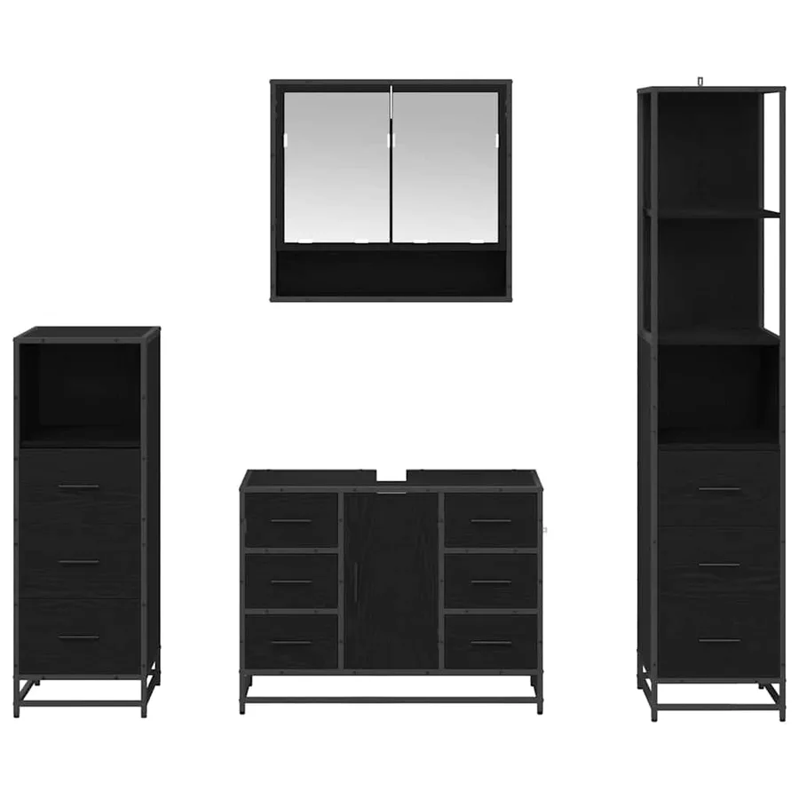 Ensemble de mobilier de salle de bain 4 pcs Chêne noir - 9