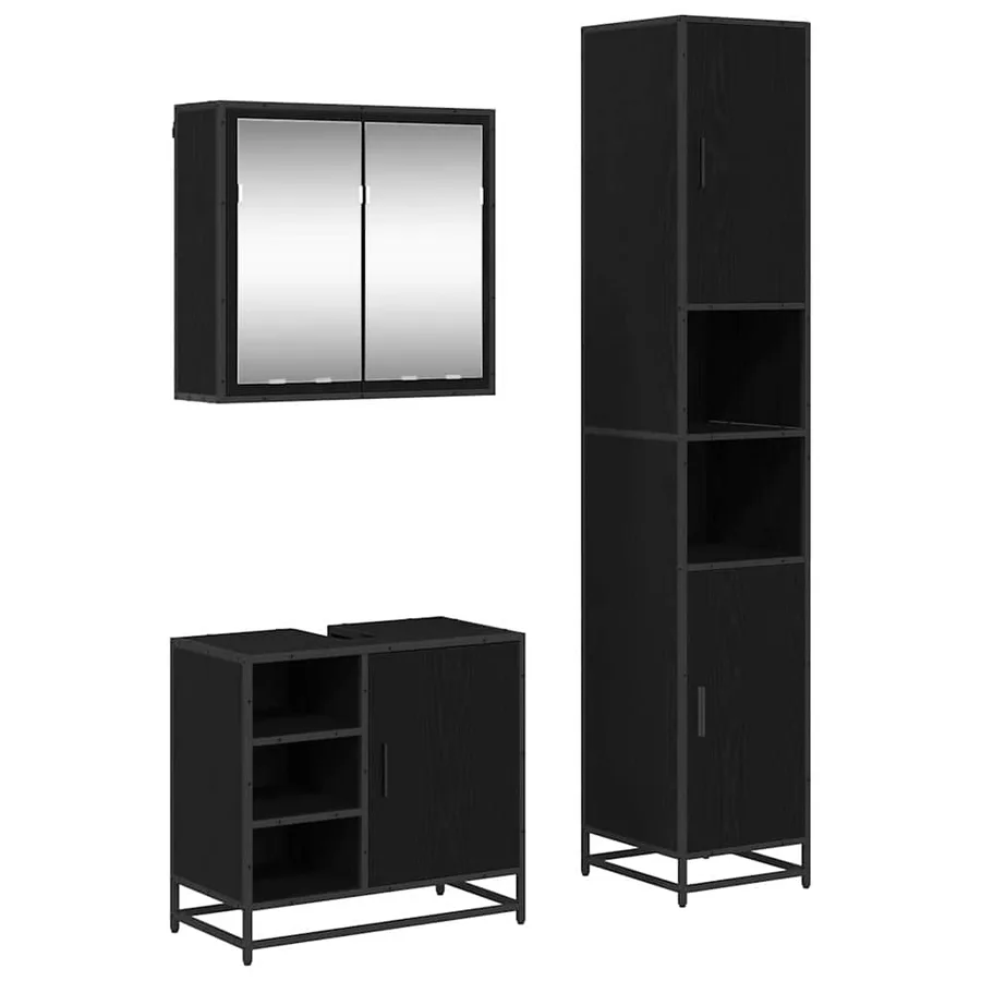 Ensemble de mobilier de salle de bain 3 pcs Chêne noir - 2