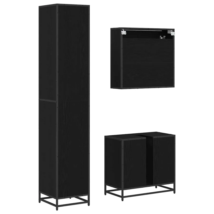 Ensemble de mobilier de salle de bain 3 pcs Chêne noir - 9