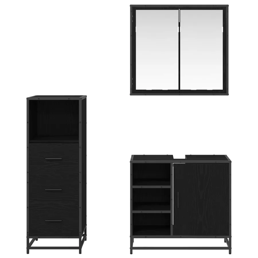 Ensemble de mobilier de salle de bain 3 pcs Chêne noir - 3