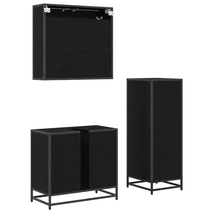 Ensemble de mobilier de salle de bain 3 pcs Chêne noir - 4