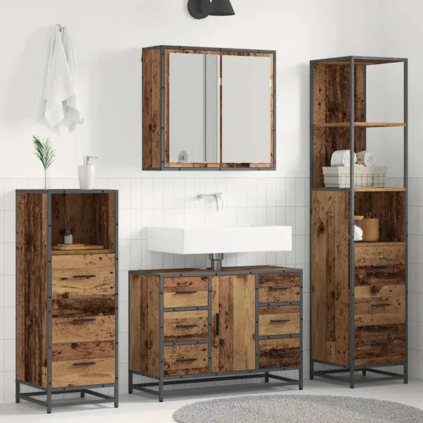 Ensemble de mobilier de salle de bain 3 pcs Bois Ancien