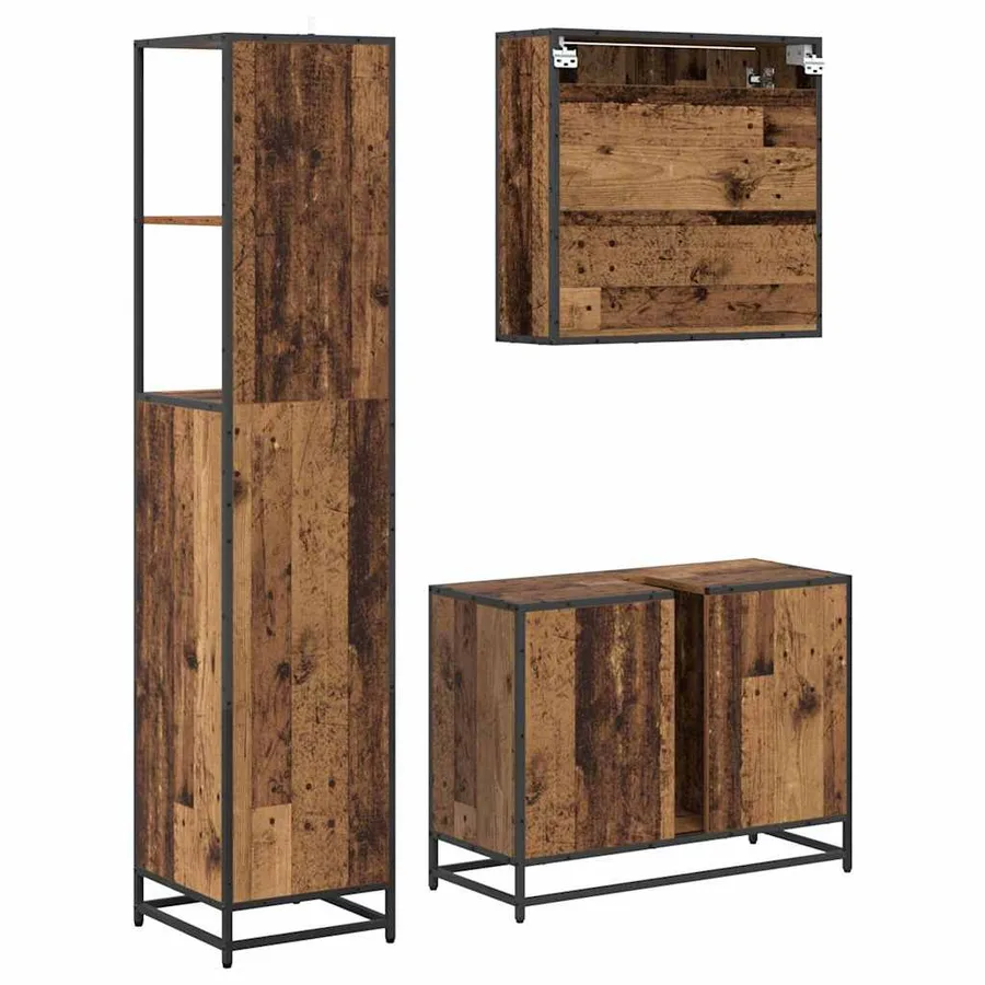 Ensemble de mobilier de salle de bain 3 pcs Bois Ancien - 9
