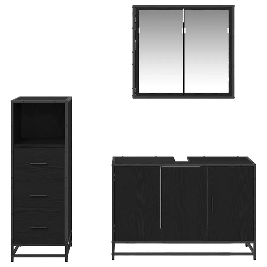 Ensemble de mobilier de salle de bain 3 pcs Chêne noir - 4
