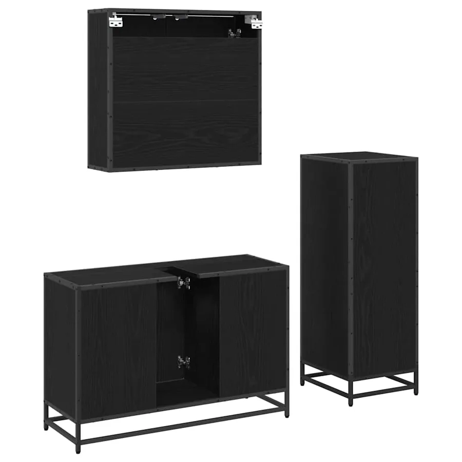 Ensemble de mobilier de salle de bain 3 pcs Chêne noir - 5