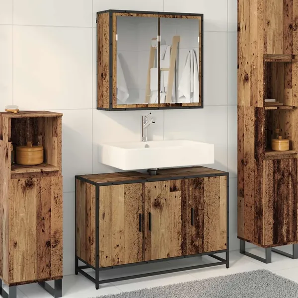 Ensemble de mobilier de salle de bain 2 pcs Bois Ancien