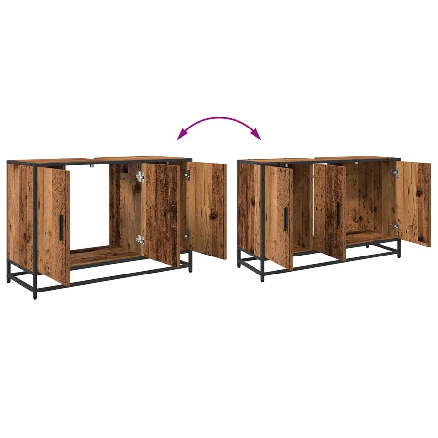 Ensemble de mobilier de salle de bain 2 pcs Bois Ancien - 14