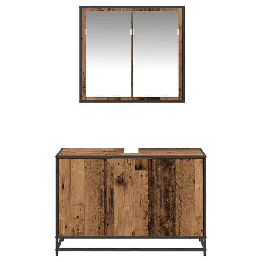 Ensemble de mobilier de salle de bain 2 pcs Bois Ancien - 7