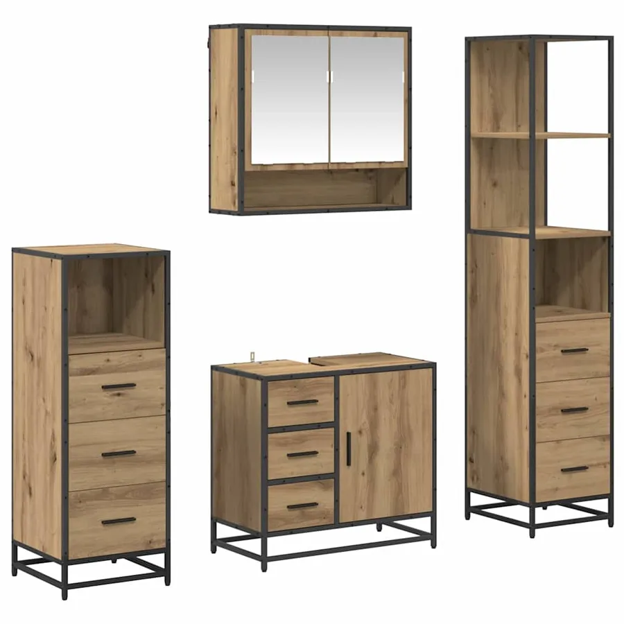 Ensemble de mobilier de salle de bain 4 pc Chêne artisanal - 2