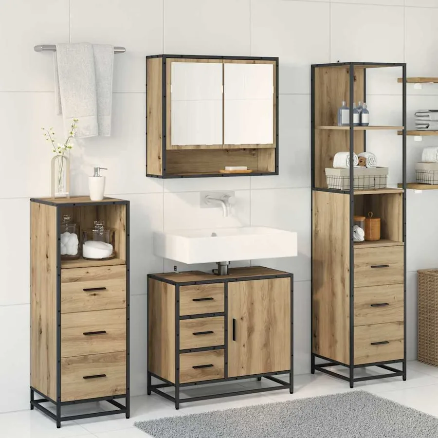 Ensemble de mobilier de salle de bain 4 pc Chêne artisanal - 4