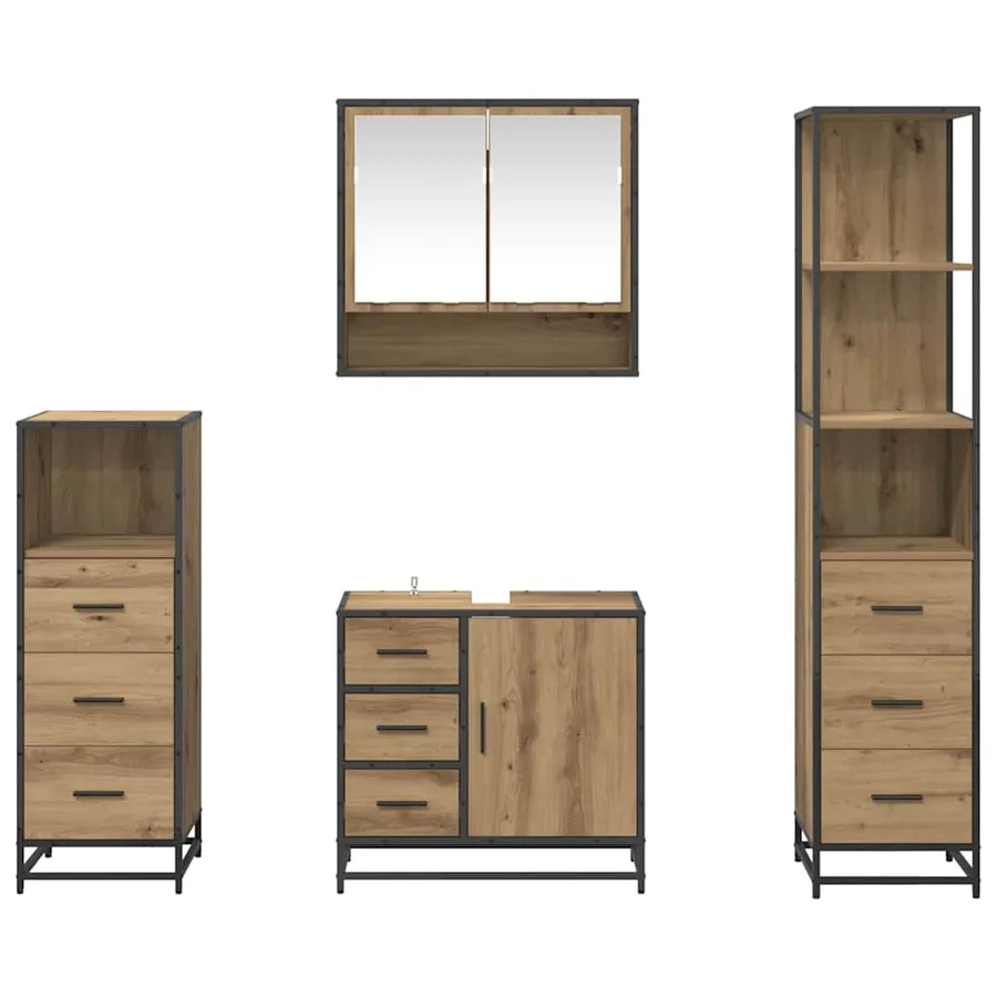 Ensemble de mobilier de salle de bain 4 pc Chêne artisanal - 9