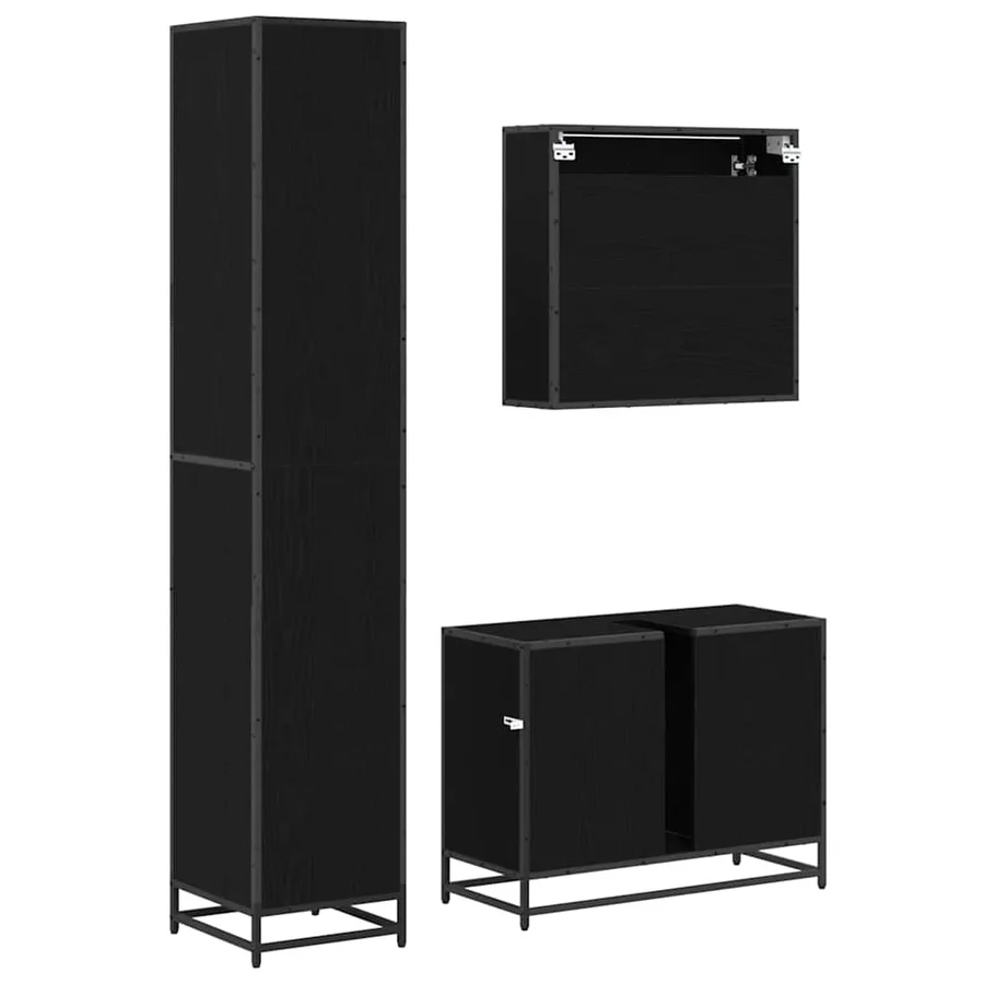 Ensemble de mobilier de salle de bain 3 pcs Chêne noir - 9