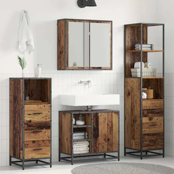 Ensemble de mobilier de salle de bain 4 pcs Bois Ancien