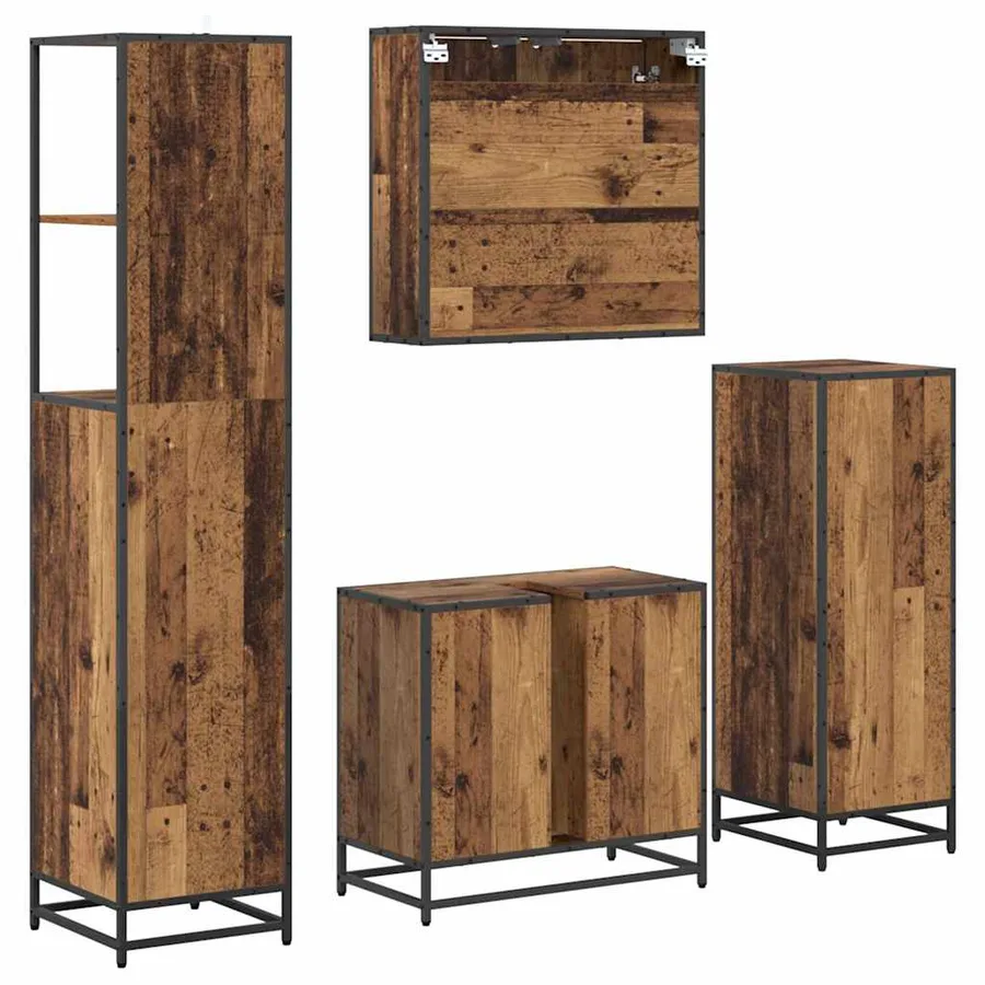 Ensemble de mobilier de salle de bain 4 pcs Bois Ancien - 8