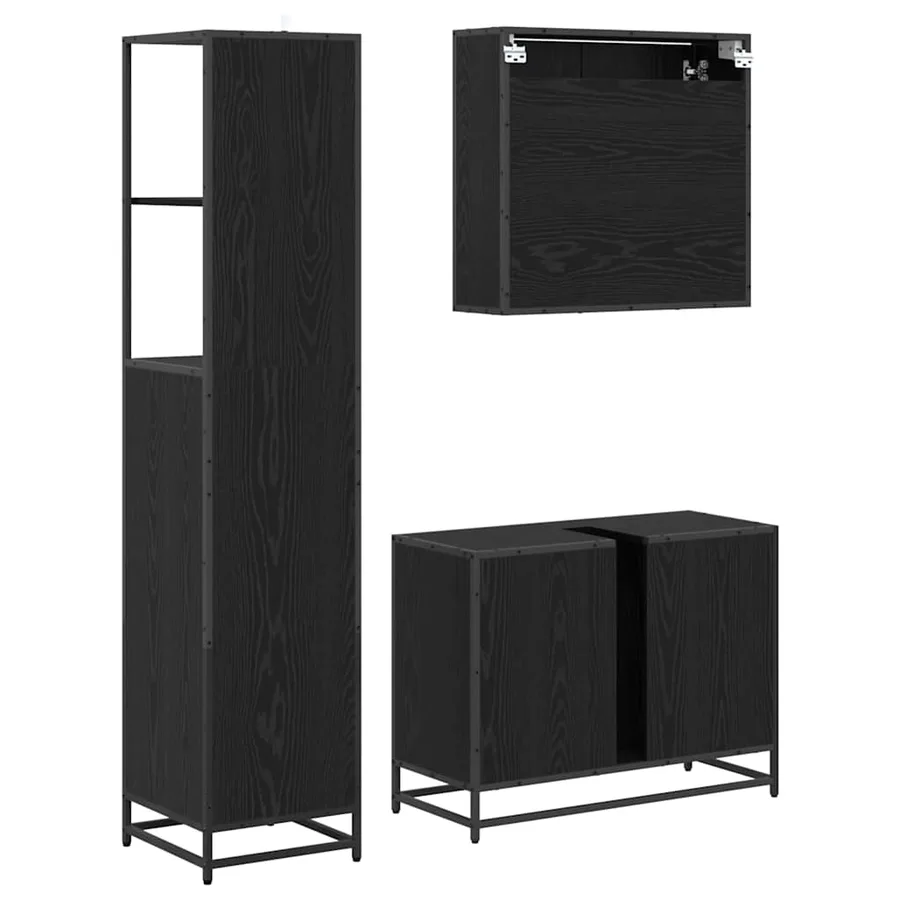 Ensemble de mobilier de salle de bain 3 pcs Chêne noir - 9