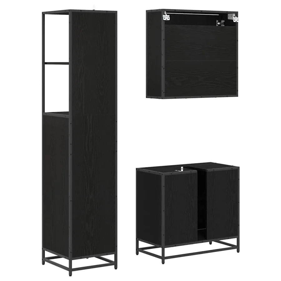 Ensemble de mobilier de salle de bain 3 pcs Chêne noir - 9