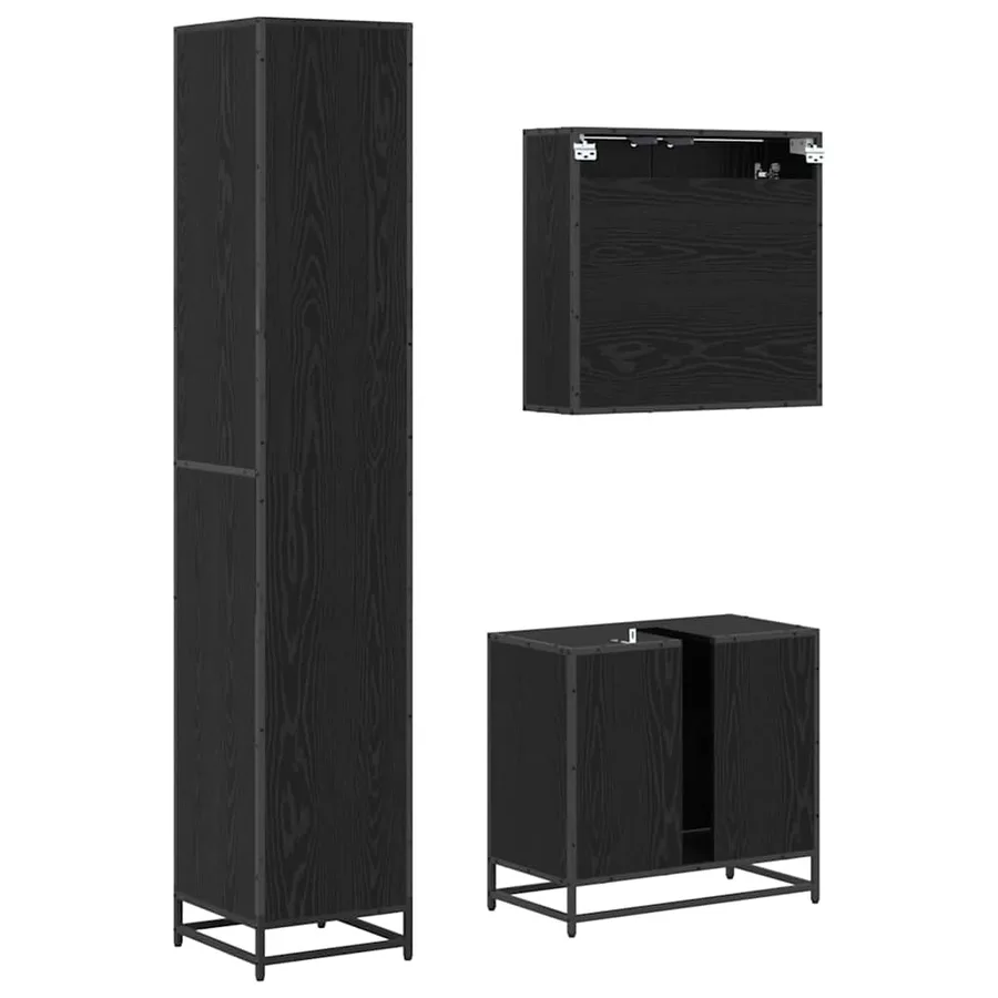 Ensemble de mobilier de salle de bain 3 pcs Chêne noir - 9
