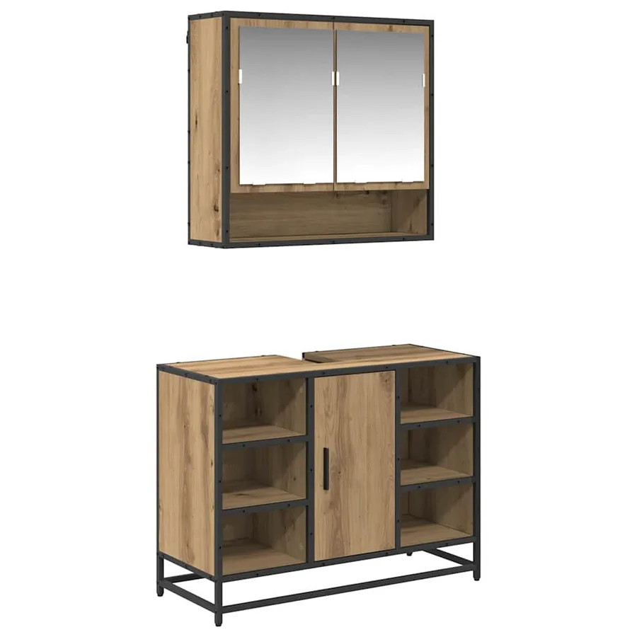 Ensemble de mobilier de salle de bain 2 pc Chêne artisanal - 2