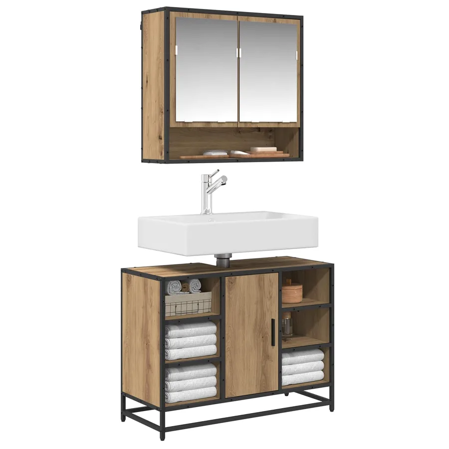 Ensemble de mobilier de salle de bain 2 pc Chêne artisanal - 3