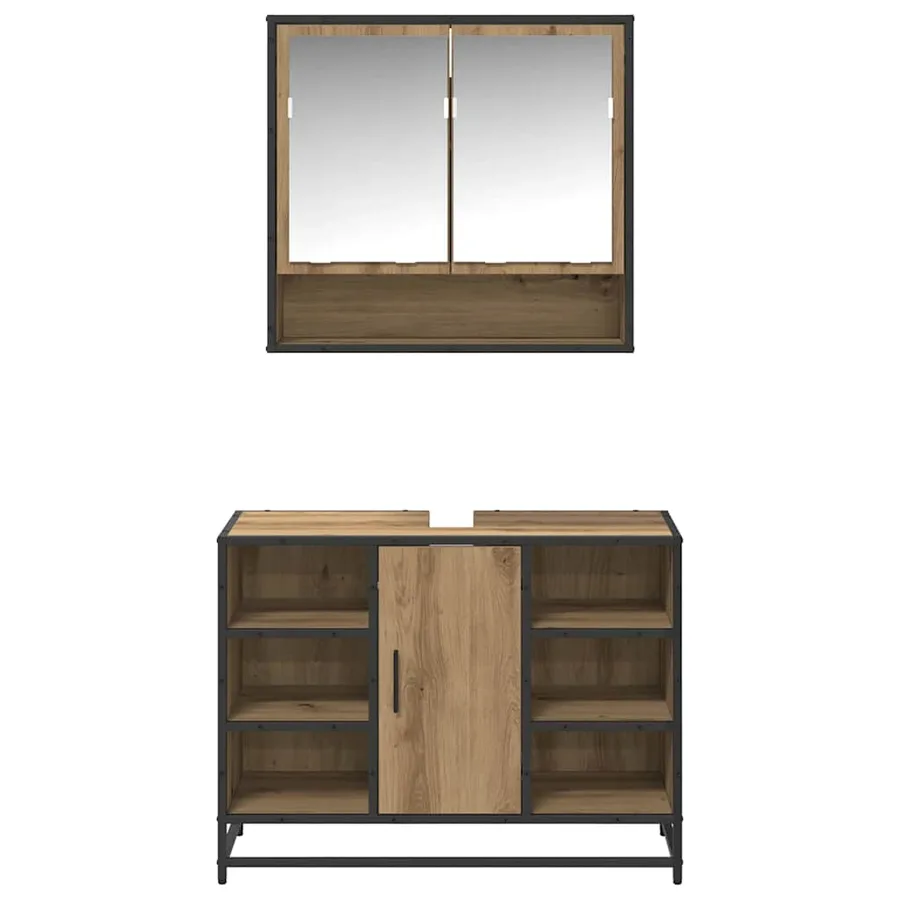 Ensemble de mobilier de salle de bain 2 pc Chêne artisanal - 7