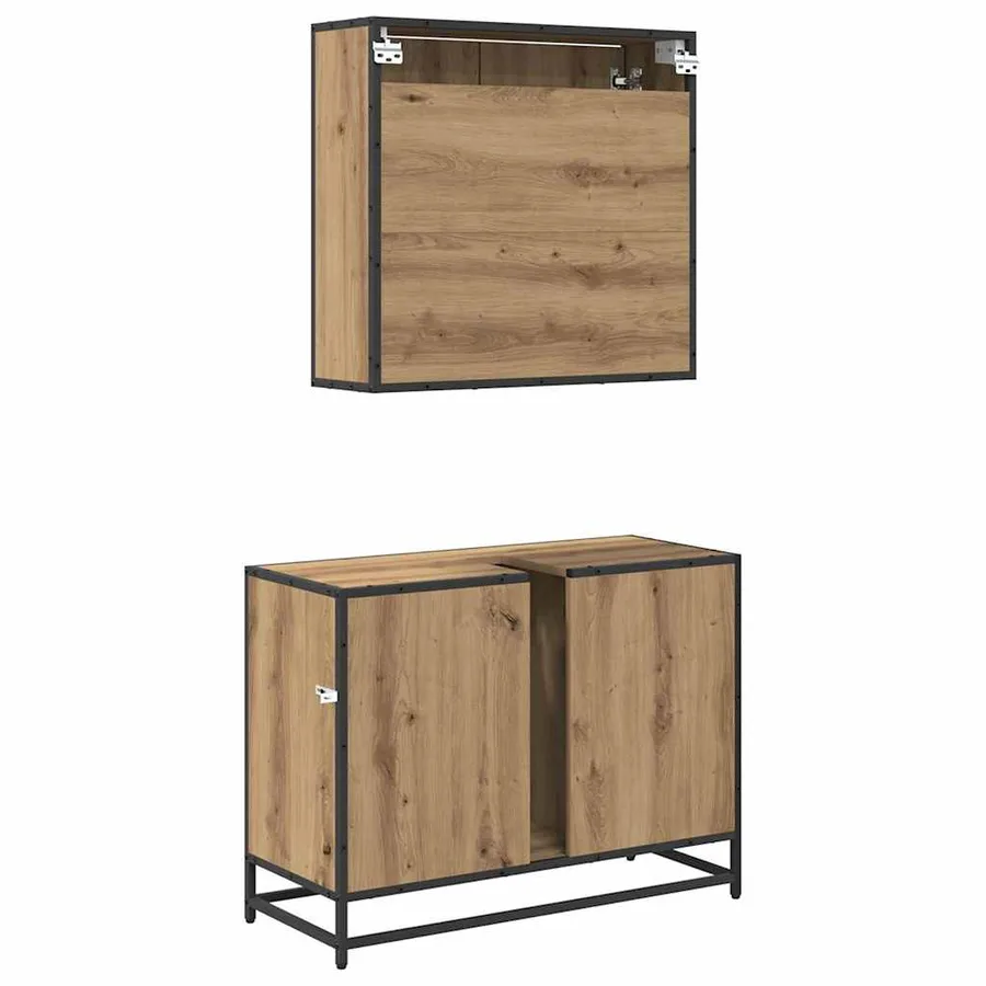 Ensemble de mobilier de salle de bain 2 pc Chêne artisanal - 9