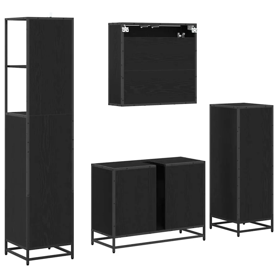 Ensemble de mobilier de salle de bain 4 pcs Chêne noir - 10