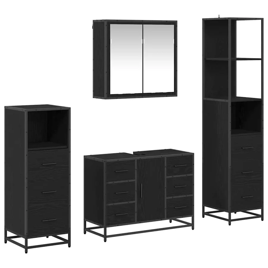 Ensemble de mobilier de salle de bain 4 pcs Chêne noir - 2