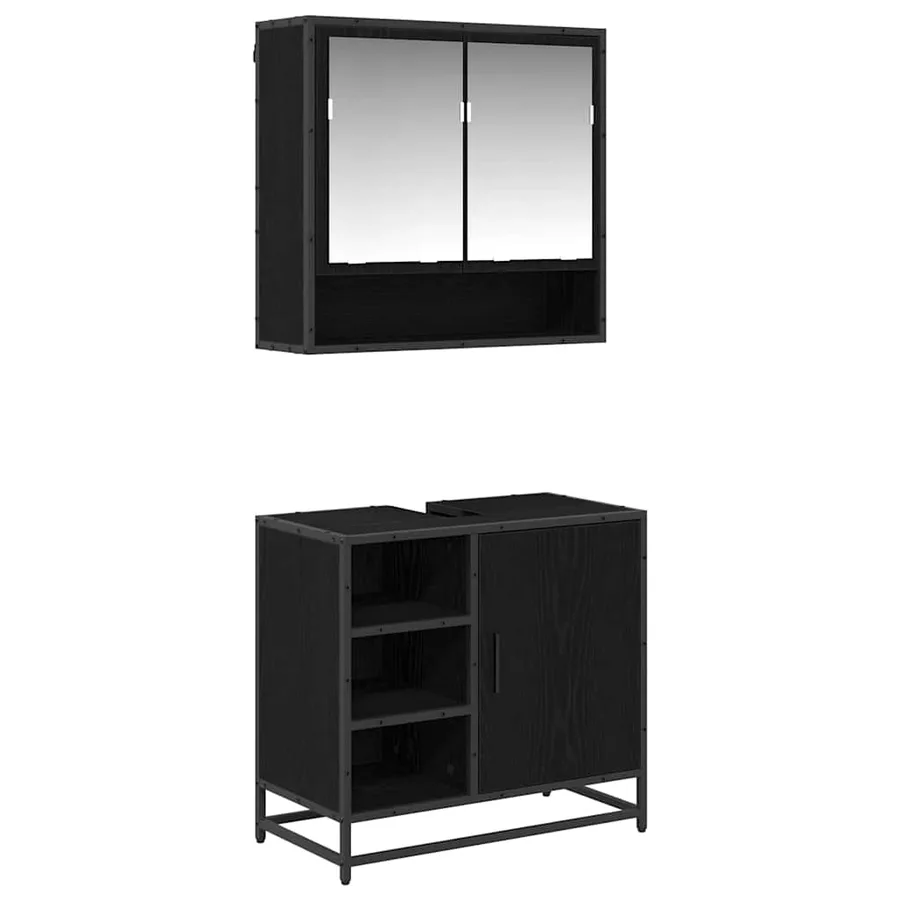 Ensemble de mobilier de salle de bain 2 pcs Chêne noir - 2