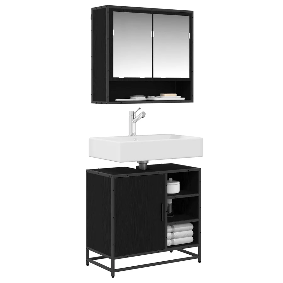 Ensemble de mobilier de salle de bain 2 pcs Chêne noir - 3