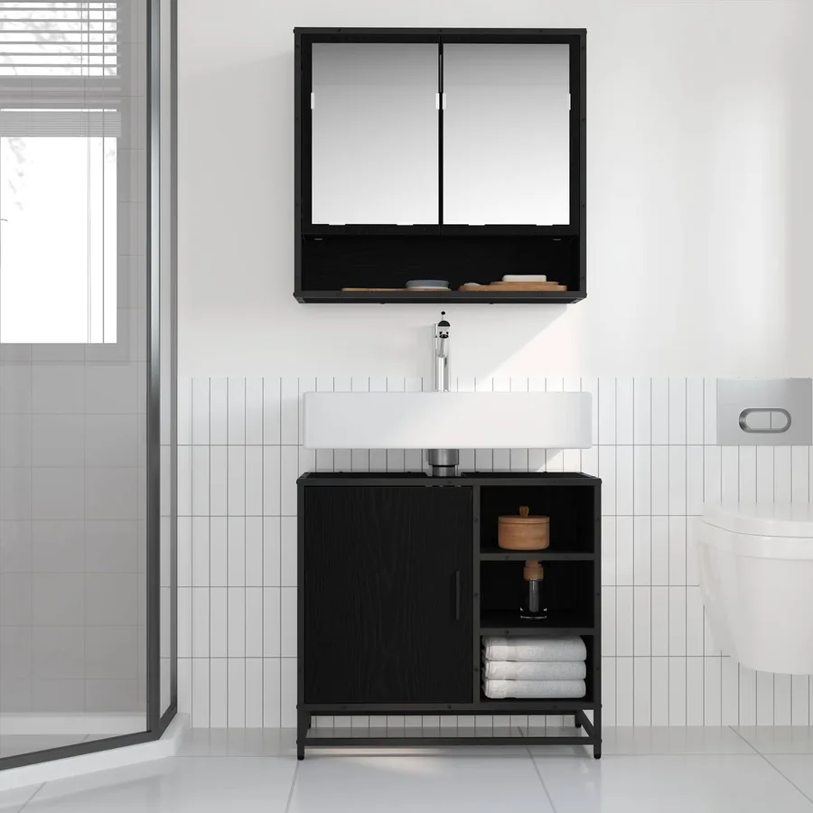 Ensemble de mobilier de salle de bain 2 pcs Chêne noir - 4