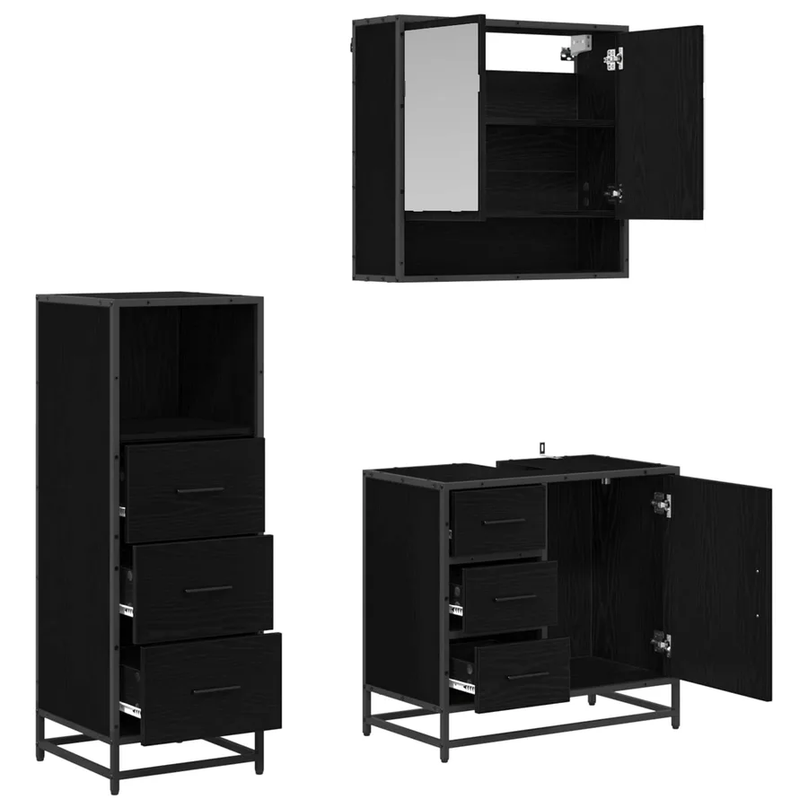 Ensemble de mobilier de salle de bain 3 pcs Chêne noir - 5