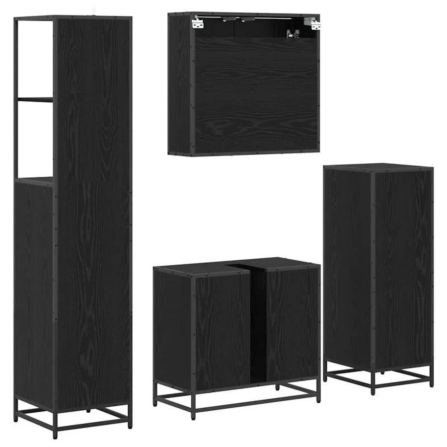 Ensemble de mobilier de salle de bain 4 pcs Chêne noir - 10