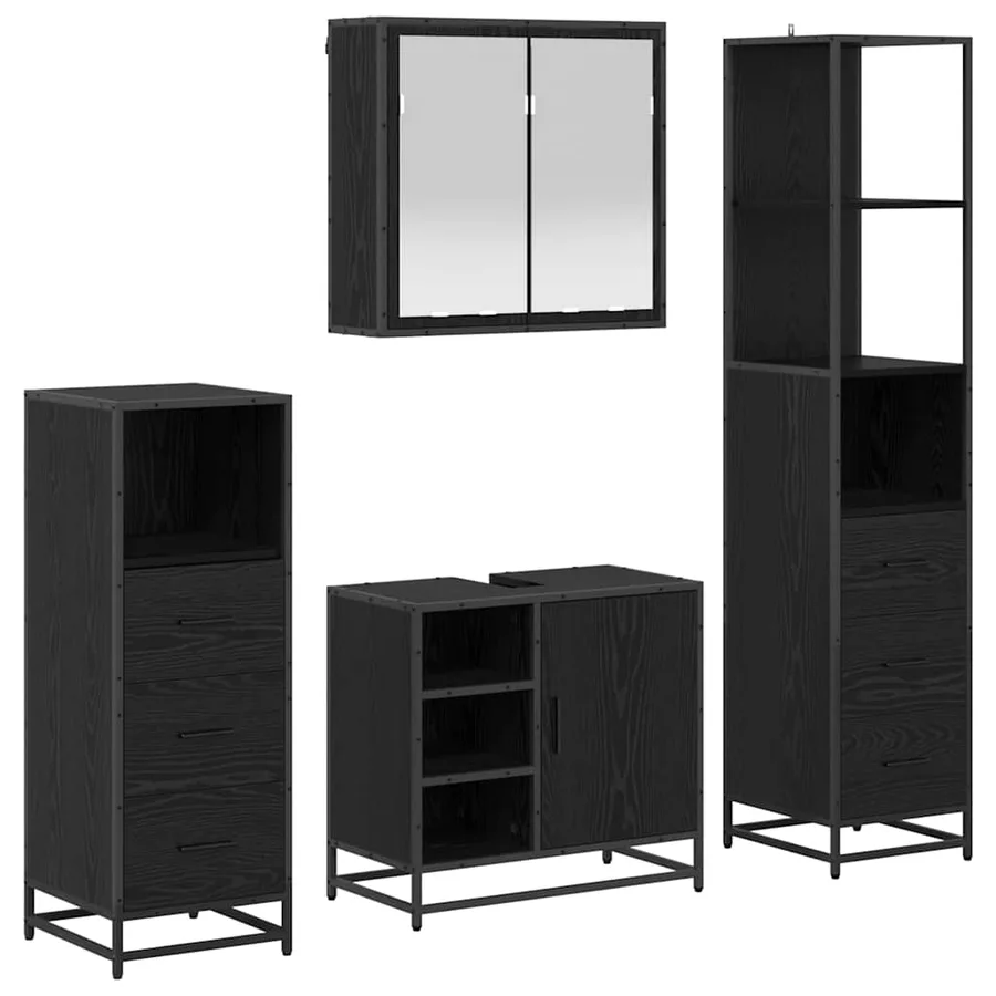 Ensemble de mobilier de salle de bain 4 pcs Chêne noir - 2