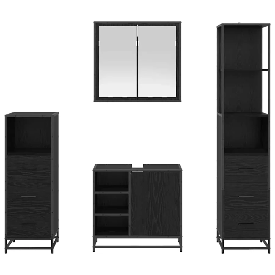 Ensemble de mobilier de salle de bain 4 pcs Chêne noir - 9