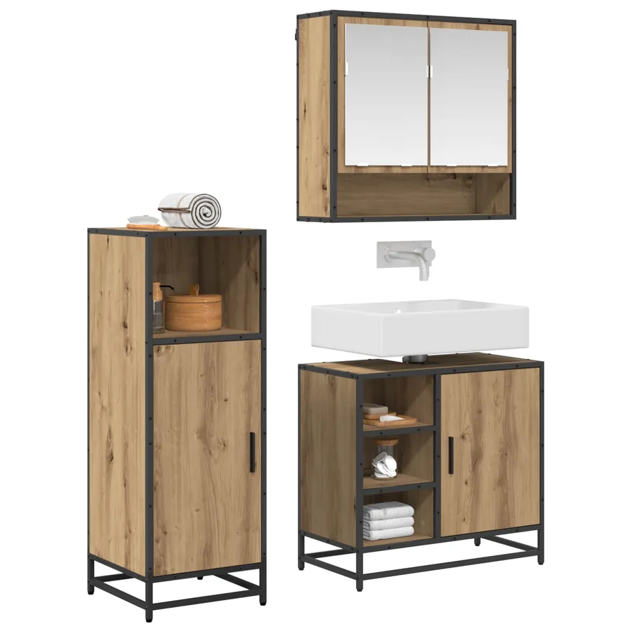 Ensemble de mobilier de salle de bain 3 pc Chêne artisanal - 3