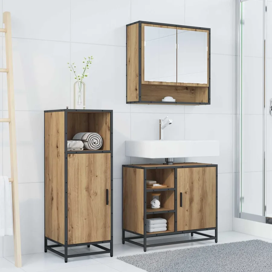 Ensemble de mobilier de salle de bain 3 pc Chêne artisanal - 4