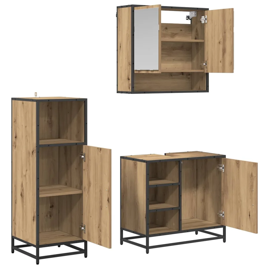 Ensemble de mobilier de salle de bain 3 pc Chêne artisanal - 5