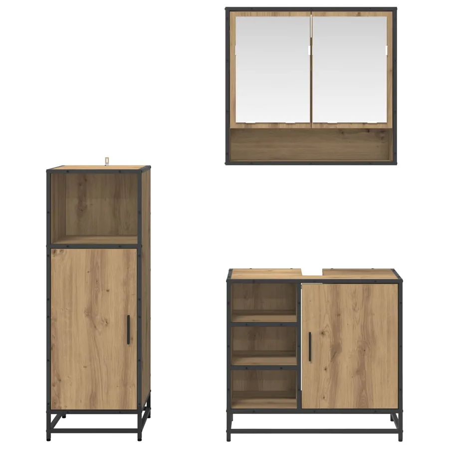 Ensemble de mobilier de salle de bain 3 pc Chêne artisanal - 9