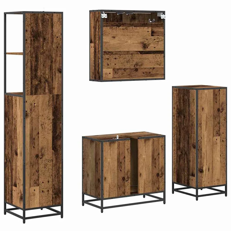 Ensemble de mobilier de salle de bain 4 pcs Bois Ancien - 10