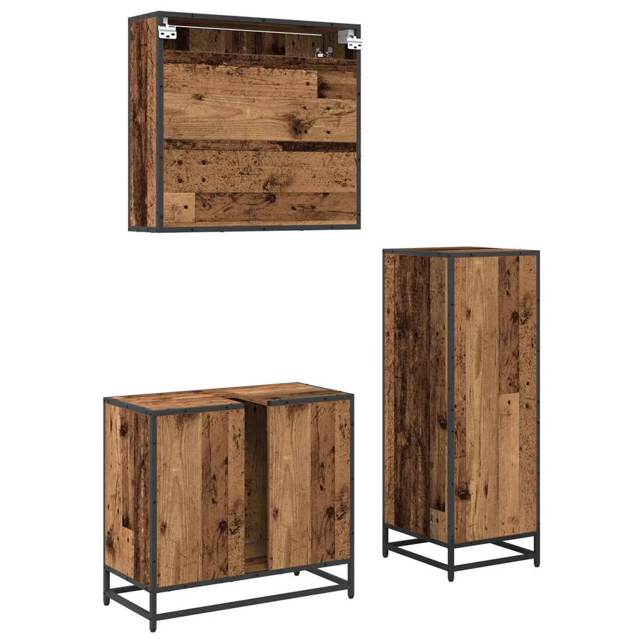 Ensemble de mobilier de salle de bain 3 pcs Bois Ancien - 10