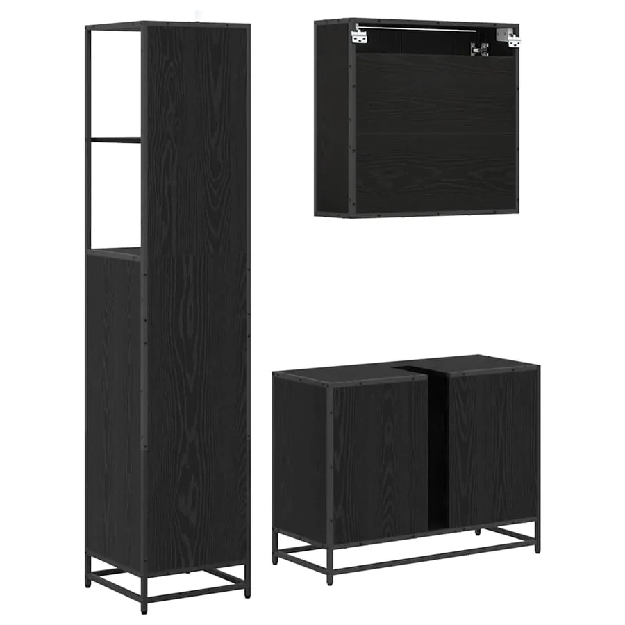Ensemble de mobilier de salle de bain 3 pcs Chêne noir - 9