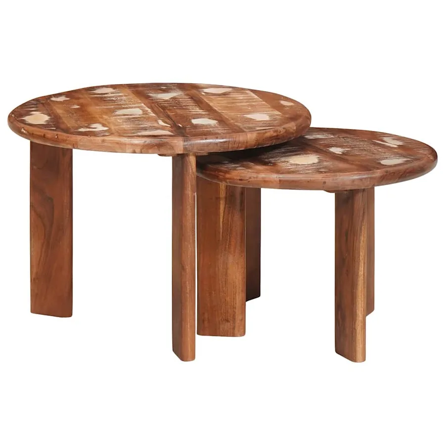 Tables basses gigognes 2 pcs Multicolore Bois massif recyclé - 2