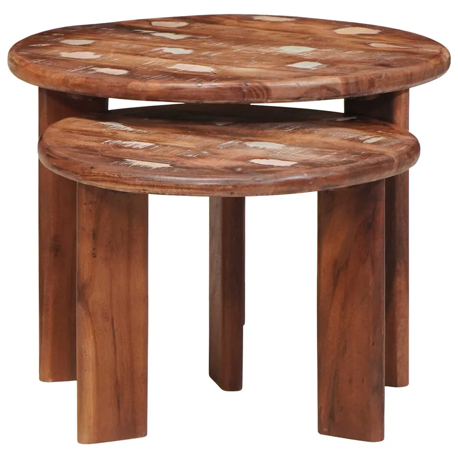 Tables basses gigognes 2 pcs Multicolore Bois massif recyclé - 5