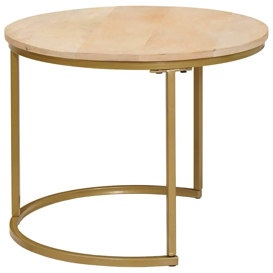 Tables basses gigognes 3 pcs Bois de mangue massif et acier - 7