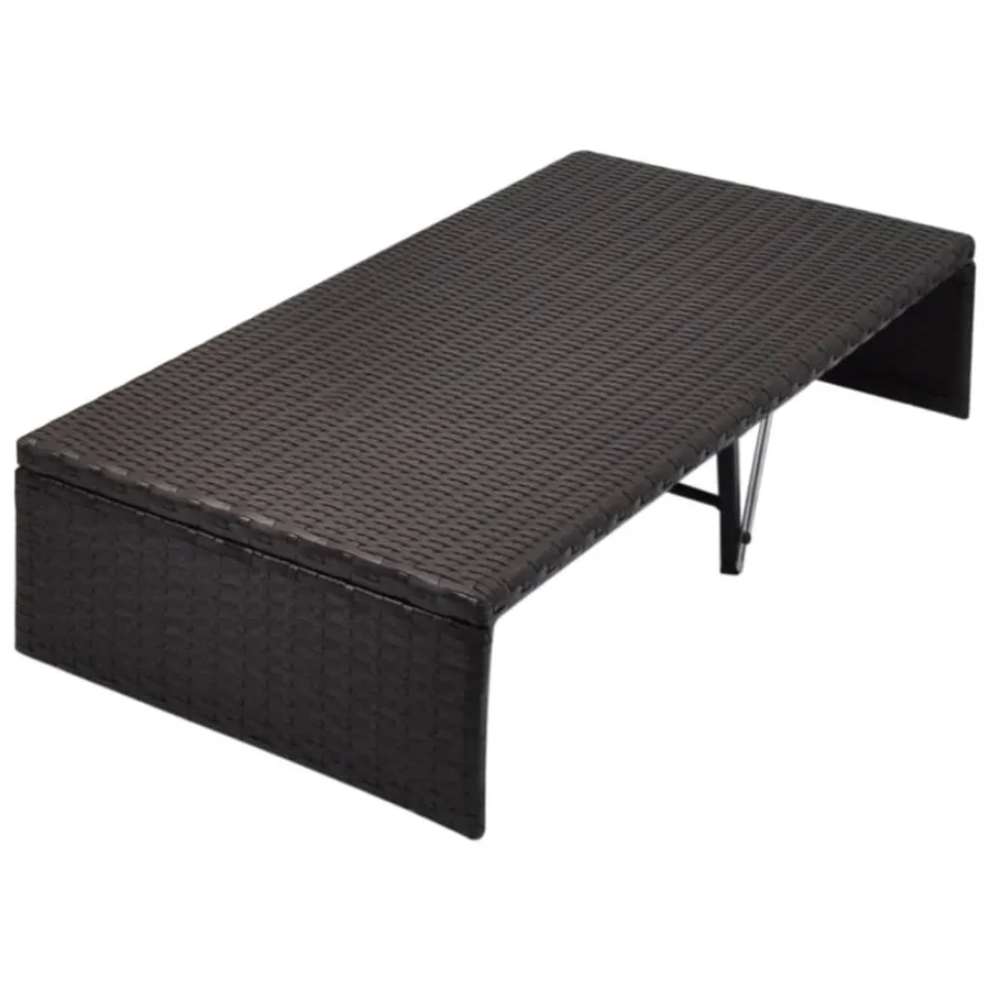 Lit de jardin avec auvent Marron 190x130 cm Résine tressée - 6