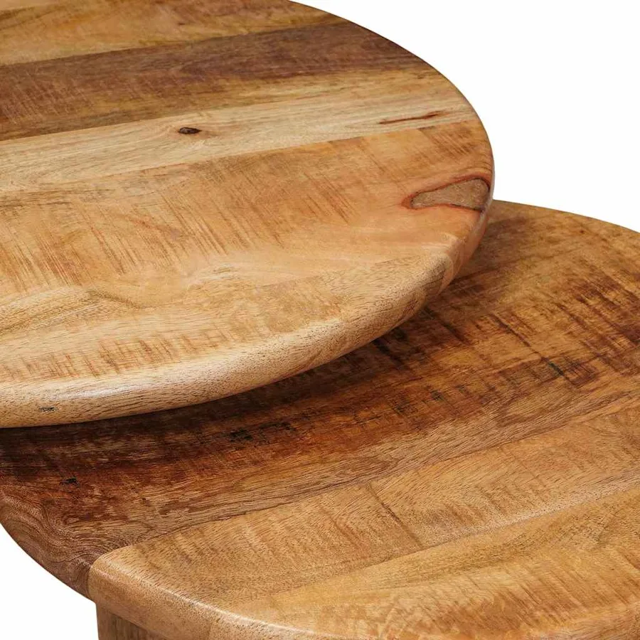 Tables basses gigognes 3 pcs Marron Bois de mangue massif - 7